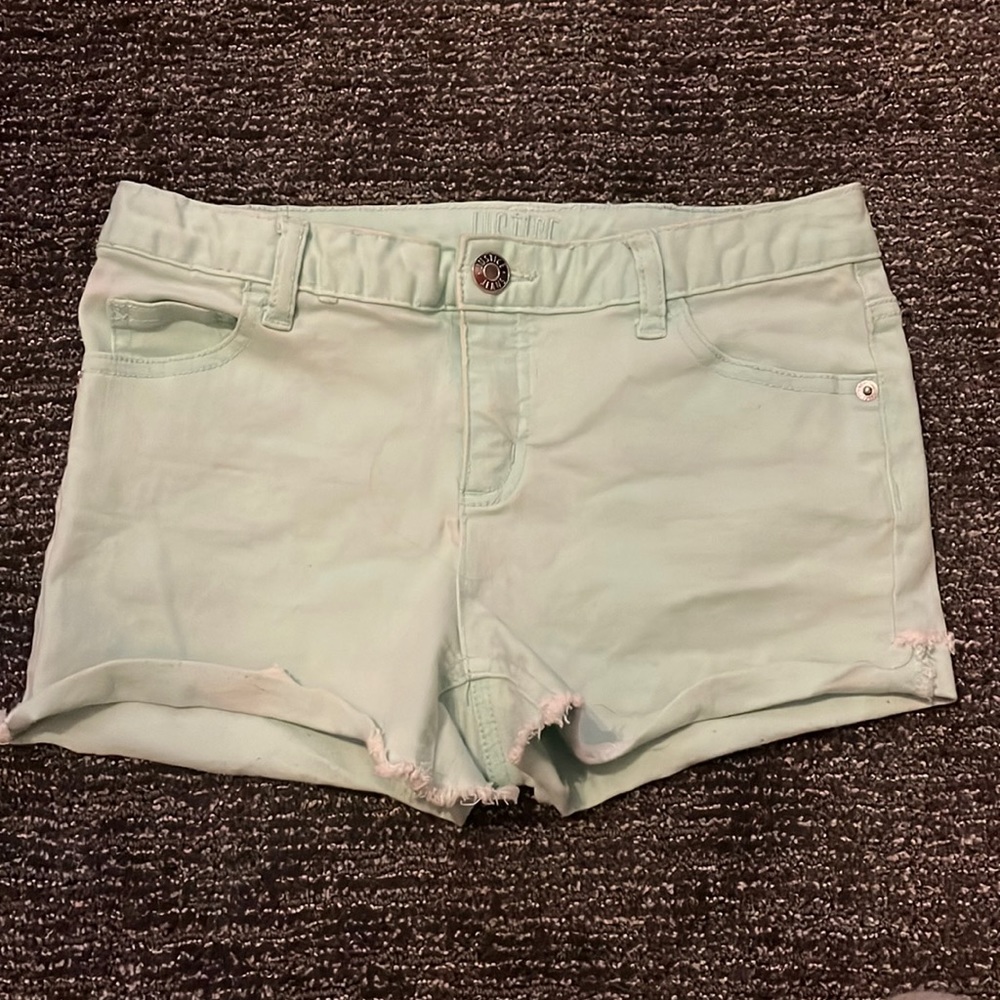 Justice teal Jean shorts